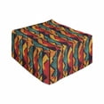 thumbnail image 1 of Grunge Rectangle Pouf, Geometric Pattern Antique Design Elements Mosaic Style Art, Under Desk Foot Stool for Living Room Office Ottoman with Cover, 25", Teal Vermilion Plum, by Ambesonne, 1 of 4