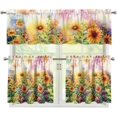 thumbnail image 2 of Sunflower Kitchen Curtains 36 Inch Length Removable and Washable 3 PCS Curtain Valance and Curtain Tier Set Modern Rod Pocket Short Tier Curtains for Cafe Kitchen Decor Tier 36 Inches Long, 2 of 5