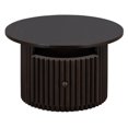 thumbnail image 7 of Round Farmhouse Coffee Table with Drawer and Vertical Slat Base, Dark Brown Finish Center Table for Living Room, 30.5", 7 of 7