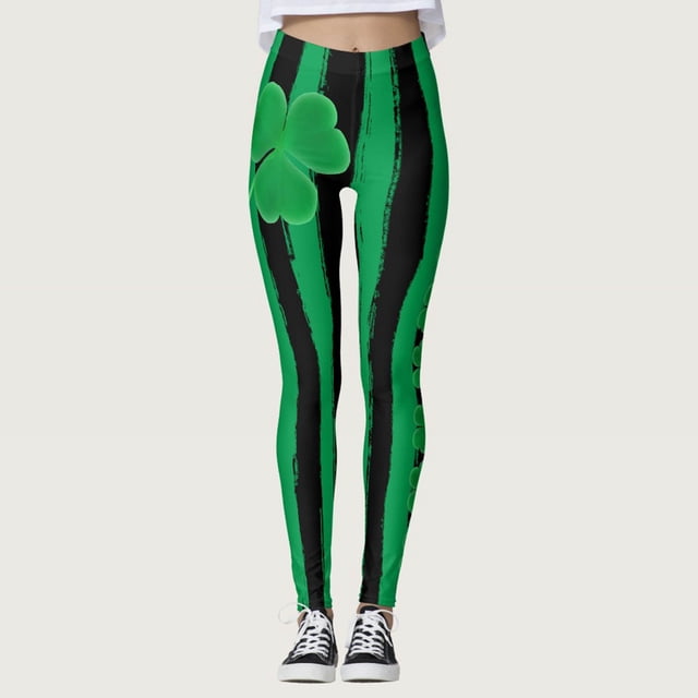 MKLEKYY Ropa deportiva para mujer, pantalones Paddystripes Good Luck Green, leggings estampados para yoga, correr, gimnasio