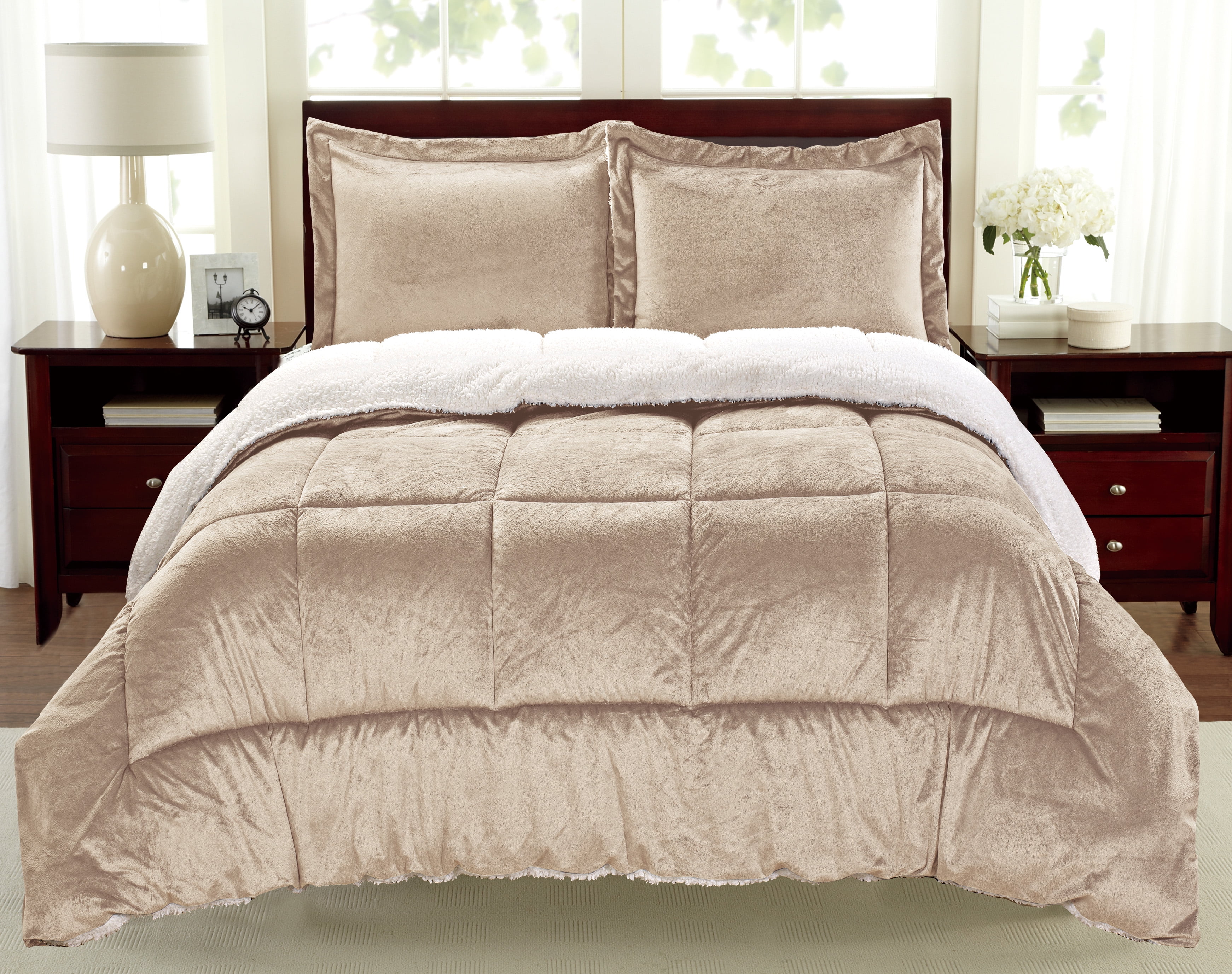 Unique Home Mint Sherpa Reversible Clearance Comforter 3pc Set Fade