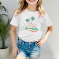 thumbnail image 2 of FAOWME Boys Girls Island Print Casual T-Shirt Fashion Kids Comfort Fit Tops Beach Dailywear Tee White 18-24 Months, 2 of 4