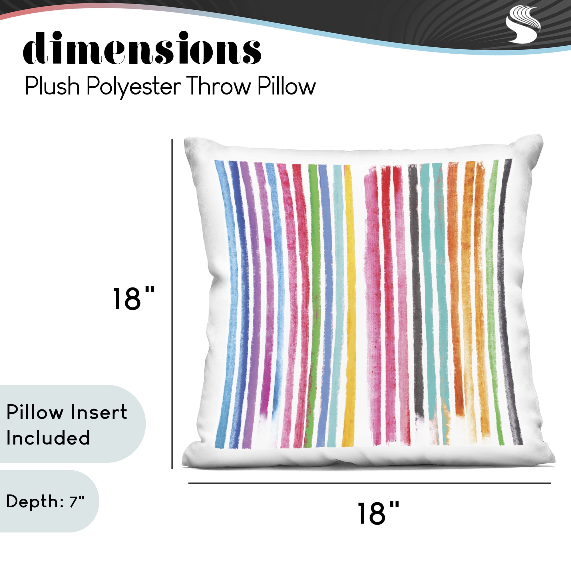Stupell Industries Colorful Vertical Stripes Decorative Printed Throw Pillow, design by Amber Sterling, 18 x 7 x 18