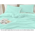 thumbnail image 6 of DNG Luxury 3 Piece Pom Pom Plain Pattern Comforter Set, 800 Thread Count, 100% Egyptian Cotton, White Vintage Pom-Pom Fringe Super Soft (Twin/Twin XL Size Aqua Blue Color), 6 of 9