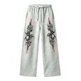 thumbnail image 4 of Luvior Y2k Baggy Sweatpants Boy and Girls Gothic Graphic Elastic Waist Wide Leg Track Pants Drawstring Athletic Joggers with Pockets, 4 of 5