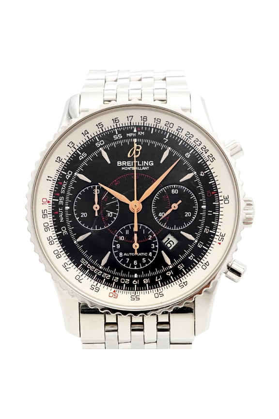 Pre-Owned Breitling Montbrillant 38 A41370 Black Dial Men's Watch