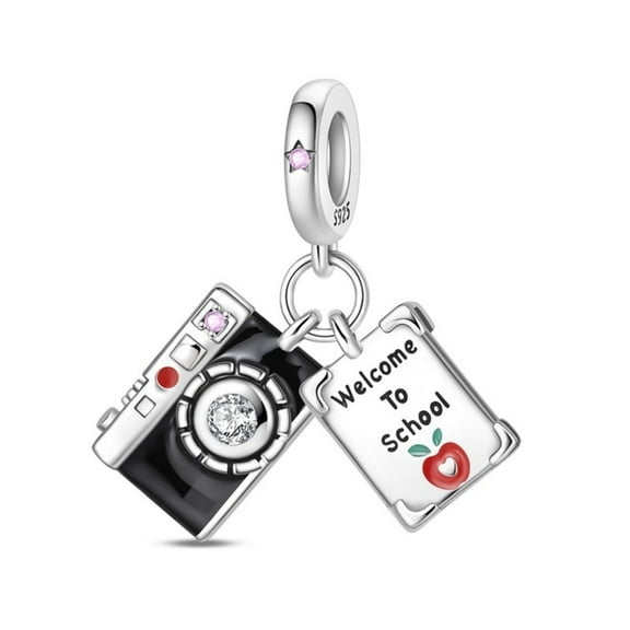 KUNSIR 925 Sterling Silver Charm Student Memory Camera Charm For Bracelet Dangle
