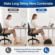 Qutool Memory Foam Foot Rest Under Desk, Adjustable Height Office Footrest with Washable Cover & Non-Slip Bottom, Black