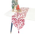thumbnail image 1 of Caminos de mesa con patrón de impresión bronceada con borlas para decoración de boda, fiesta de Navidad, 33x180cm, 1 of 5