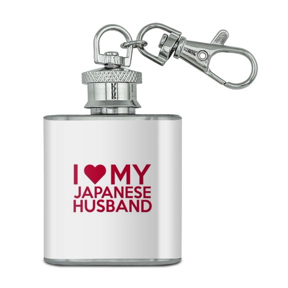 I Love My Japanese Husband Stainless Steel 1oz Mini Flask Key Chain