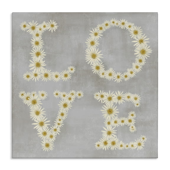 Stupell Industries Farmhouse Love Daisy Typography Canvas Art, 17 x 17, by Lil' Rue