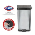 thumbnail image 3 of Bote de basura con escalón de acero inoxidable Glad con protección contra olores Clorox | Cubo de basura de cocina de metal grande con tapa de cierre suave, pedal y soporte para rollo de bolsa de basu, 3 of 5