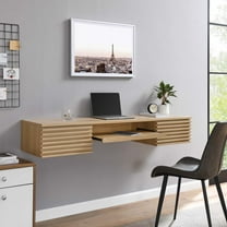 Modway Render Wall Mount Wood Office Desk in Oak