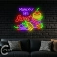 thumbnail image 4 of C-CRAFT Make Your Life Sweet Neon Sign LED Light 23 inch for Macaron Cake Shop Wall Art Decor, 4 of 5