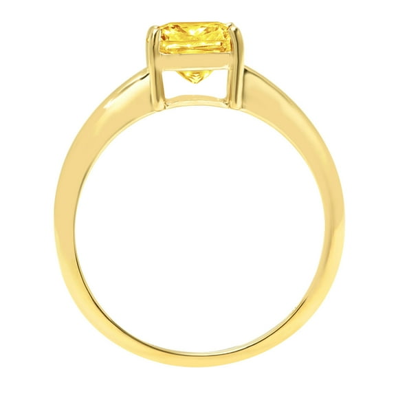 2 ct Cushion Cut Simulated Yellow Diamond Solitaire Engagement Ring for Women in 18K Yellow Gold