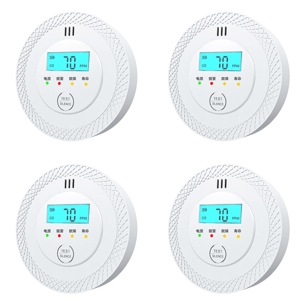 Sensor CO Detector Alarma Monóxido Carbono Batería Powe Pantalla LCD para El Rojo