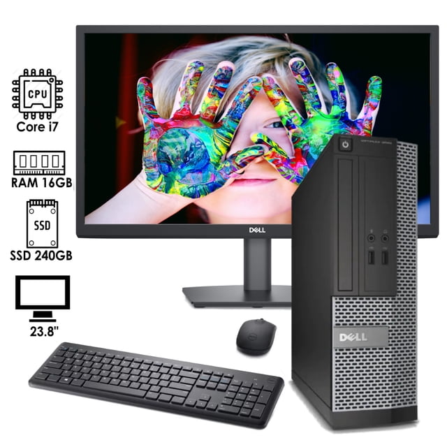 PC Desktop DELL Optiplex Intel Core i7 RAM 16GB SSD 240GB monitor 23.8"