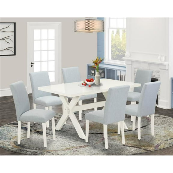 7 Piece X-Style Kitchen Table Set - Linen White