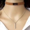 thumbnail image 3 of Collar de astas de terciopelo con cadena colgante de borlas dobles de cuero coreano, 3 of 5