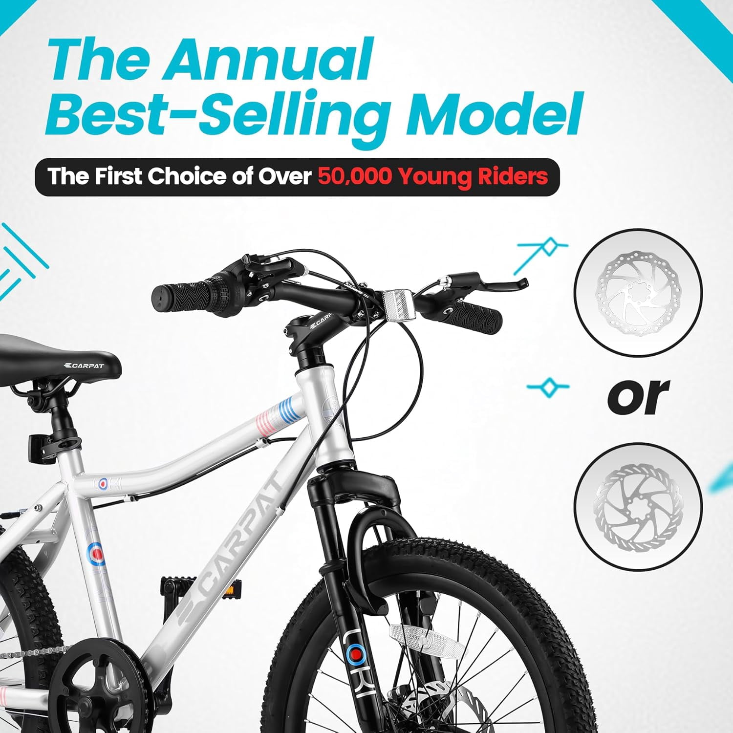 Ambifirner 20 Inch Mountain Bike Shimano 7-Speed Disc Brake Rear V-Brake with Front Suspension