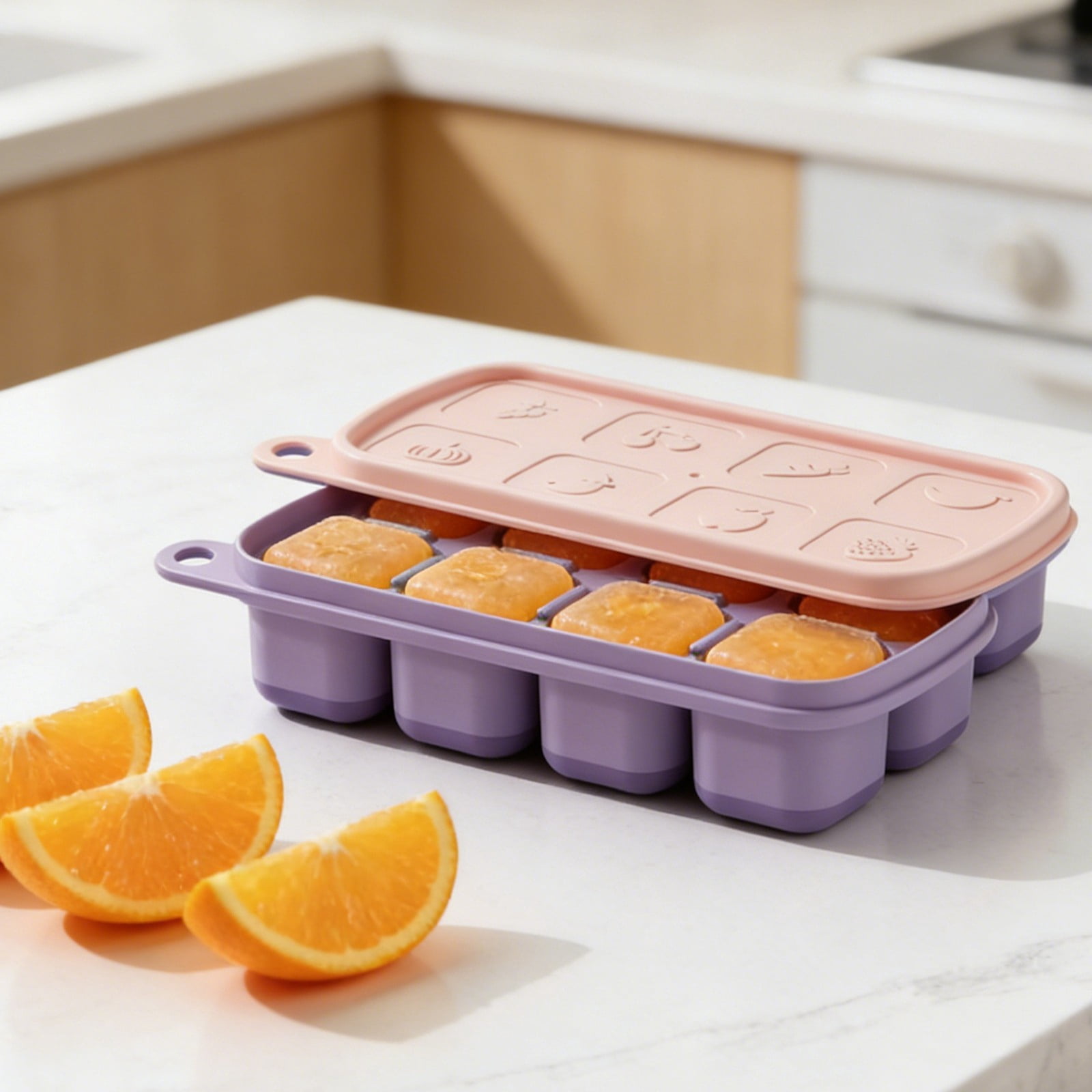 UJMNHYGT Ice Cube Trays Easy Release 8 Flexible Silicone Ice Cube Molds with Removable Lid, Reusable Stackable Freezer Ice Trays for BPA Free