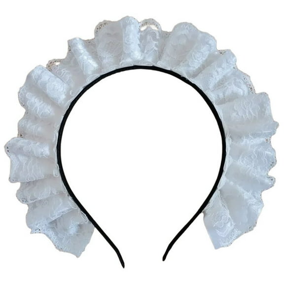 Yauxim Headband Cosplay Maid Hair Hoop Women Elegant Pleated Lace Makeup Headbands for Girl Stage Halloween Performances Headpieces