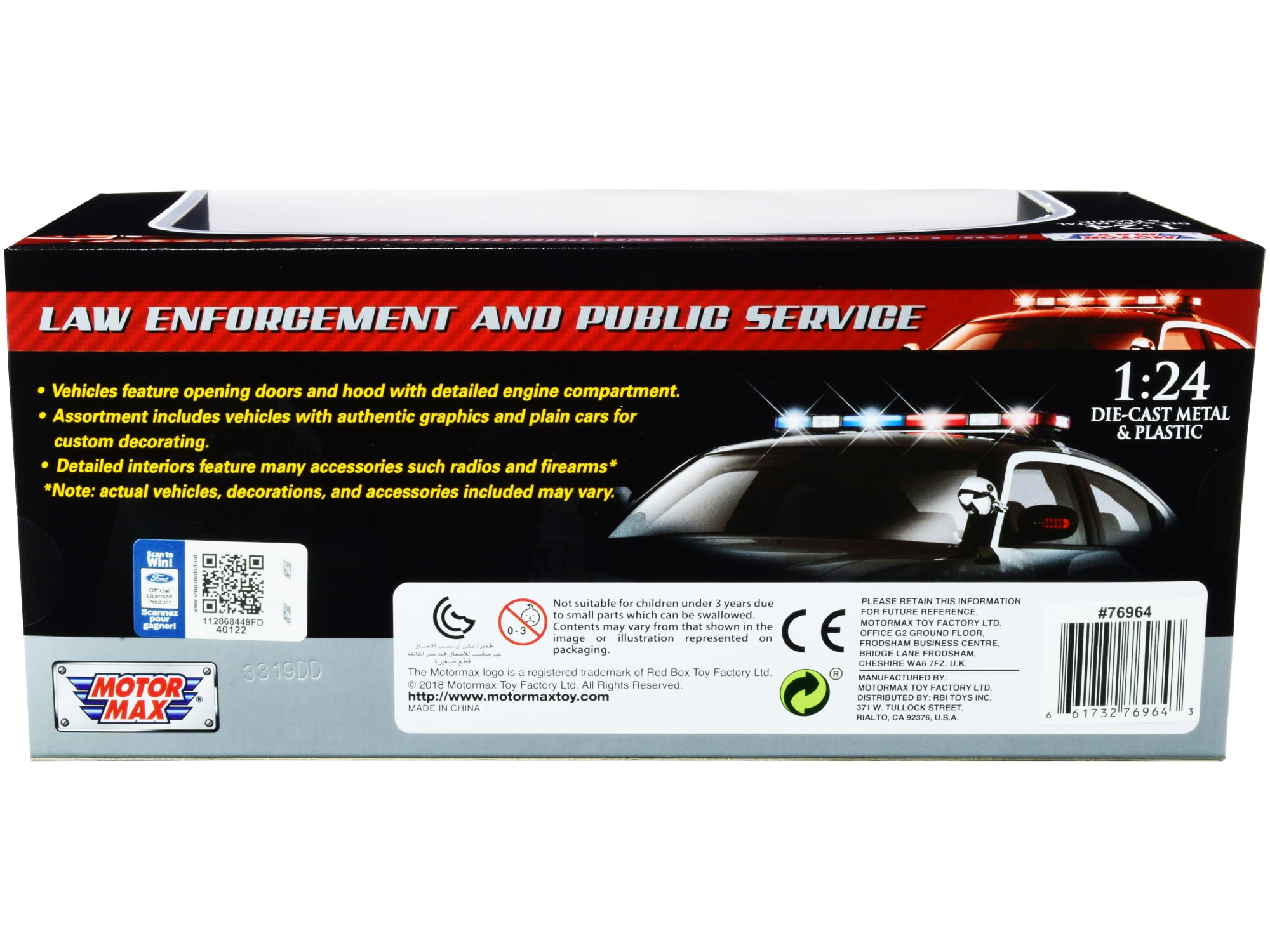2015 Ford Police Interceptor Utility "San Gabriel Police" (California) Black and White 1/24 Diecast Model Car by Motormax