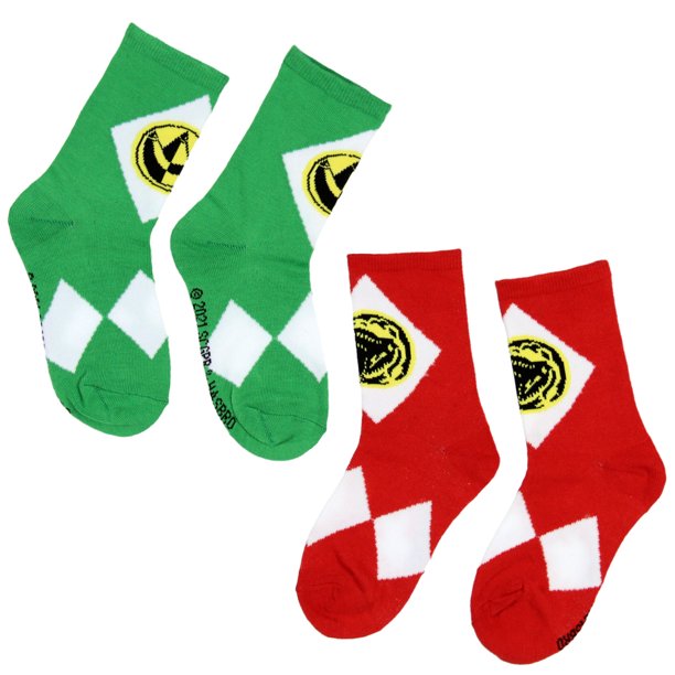 Mighty Morphin Power Rangers Boys' Socks 2 Pairs Kids Athletic Crew