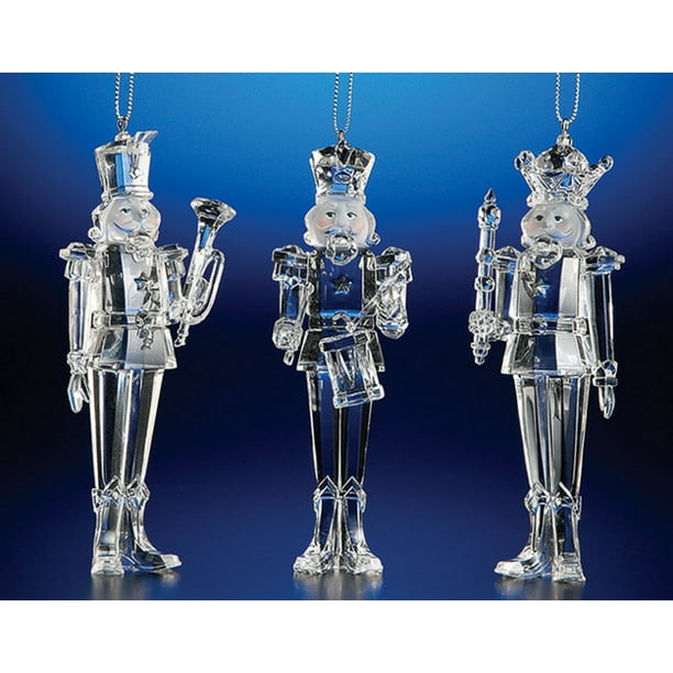 Club Pack of 12 Clear Icy Christmas Nutcracker Ornaments 5.5"