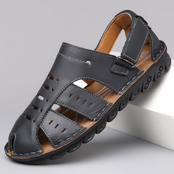 Men'S Breathable Flat-Bottomed Fisherman Sandals with Closed Toes, Soft-Soled Water-Friendly Sandals for Summer, Perfect for Casual Beach Outings