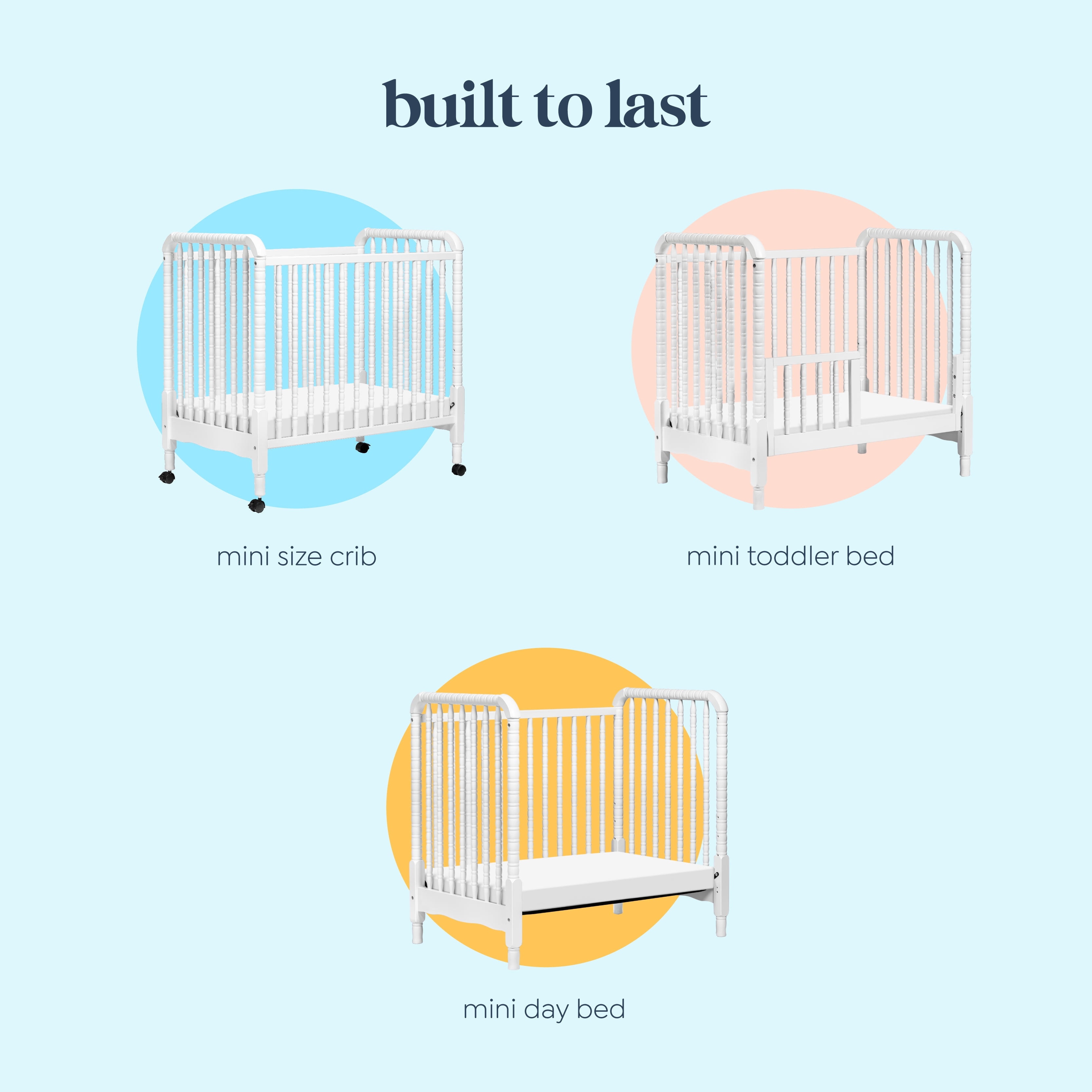 DaVinci Jenny Lind Pine Wood 3-in-1 Convertible Mini Crib in White