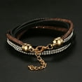 thumbnail image 3 of Pulsera con diseño de múltiples capas, brazalete con decoración de diamantes de imitación y lentejuelas de PU, joyería delicada (negro), 3 of 3