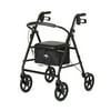 Medline Strong Steel Rollator, Folding Rolling Walker, 8" Wheels, 300 lbs Weight Capacity, Black Frame