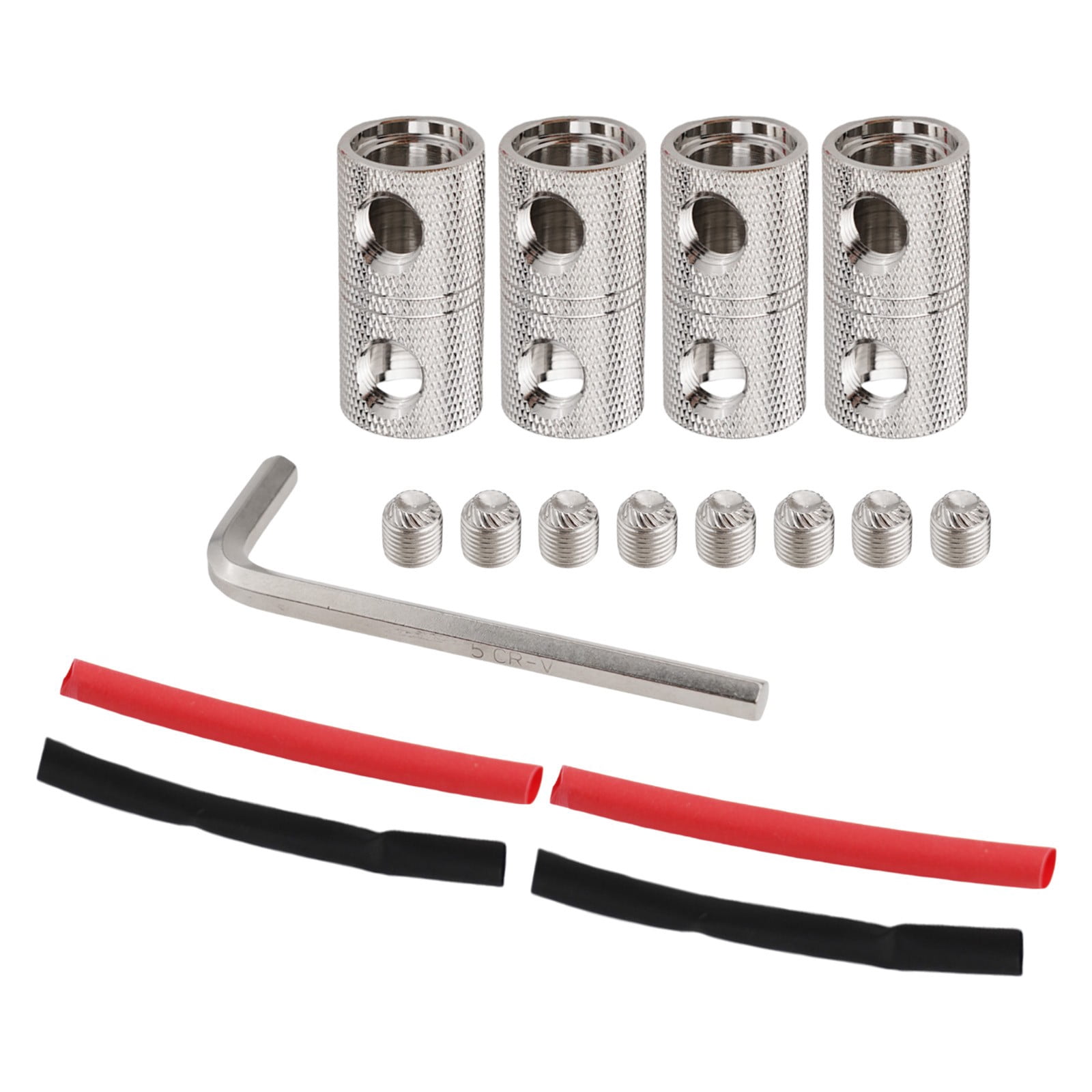 4Pcs 0 Gauge Wire Splice Connectors with Heat Shrink 0 Gauge Battery Cable Coupler Brass Car Stereo Power Wire Coupler Terminals