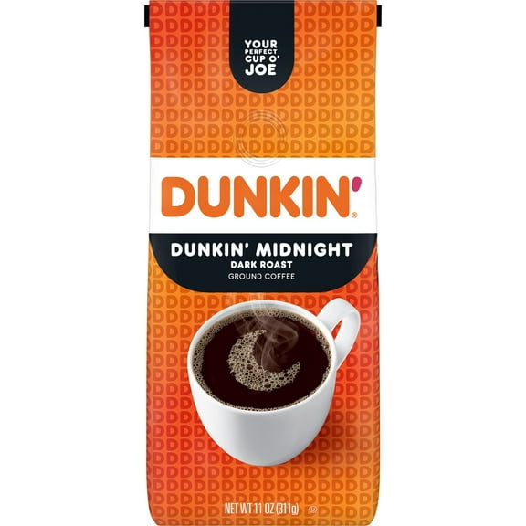 Dunkin’ Midnight Dark Roast Ground Coffee, 11 oz Bag