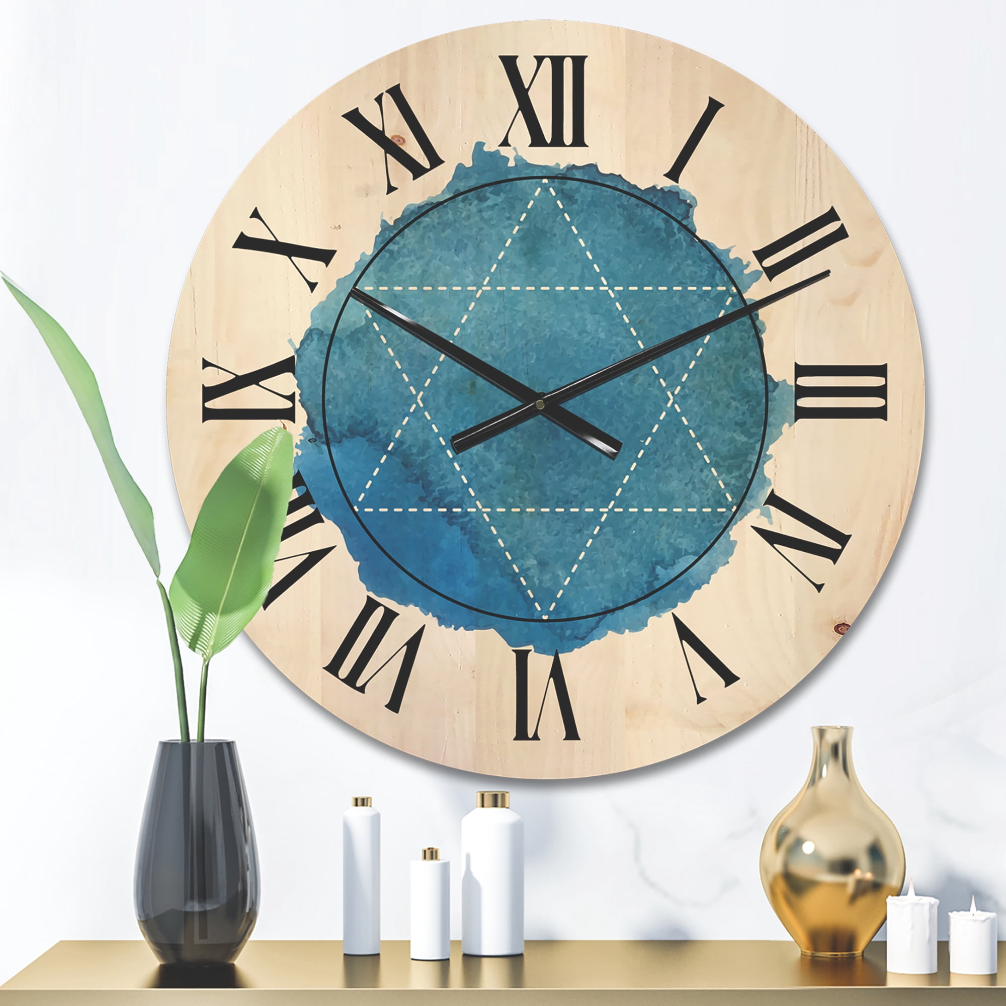 Designart 'Sacred Geometry and Symbol of Alchemy III' Bohemian & Eclectic Wood Wall Clock