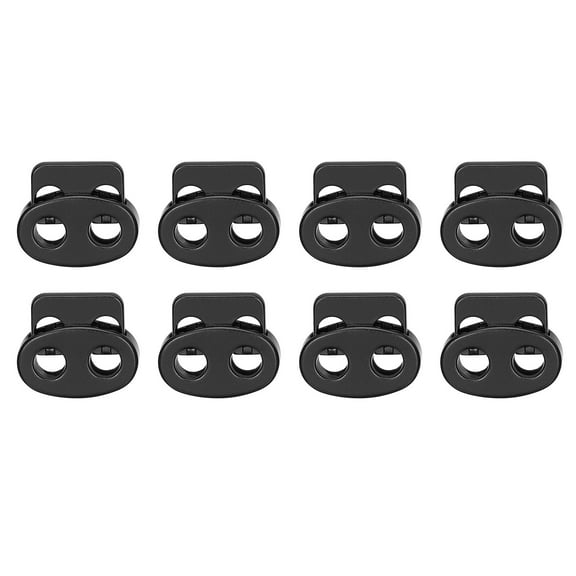 Spring Cord Lock End Toggle, 8Pack Double Hole Spring Stopper Alloy Fastener Slider Toggles Clip Black