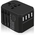 thumbnail image 1 of Adaptador de viaje Adaptador universal con 4 enchufes USB + Tipo C+ AC Adaptador de viaje internacional universal Mundo para Reino Unido EE. UU. UE AUS China Australia Tailandia Asia Más de 180, 1 of 5