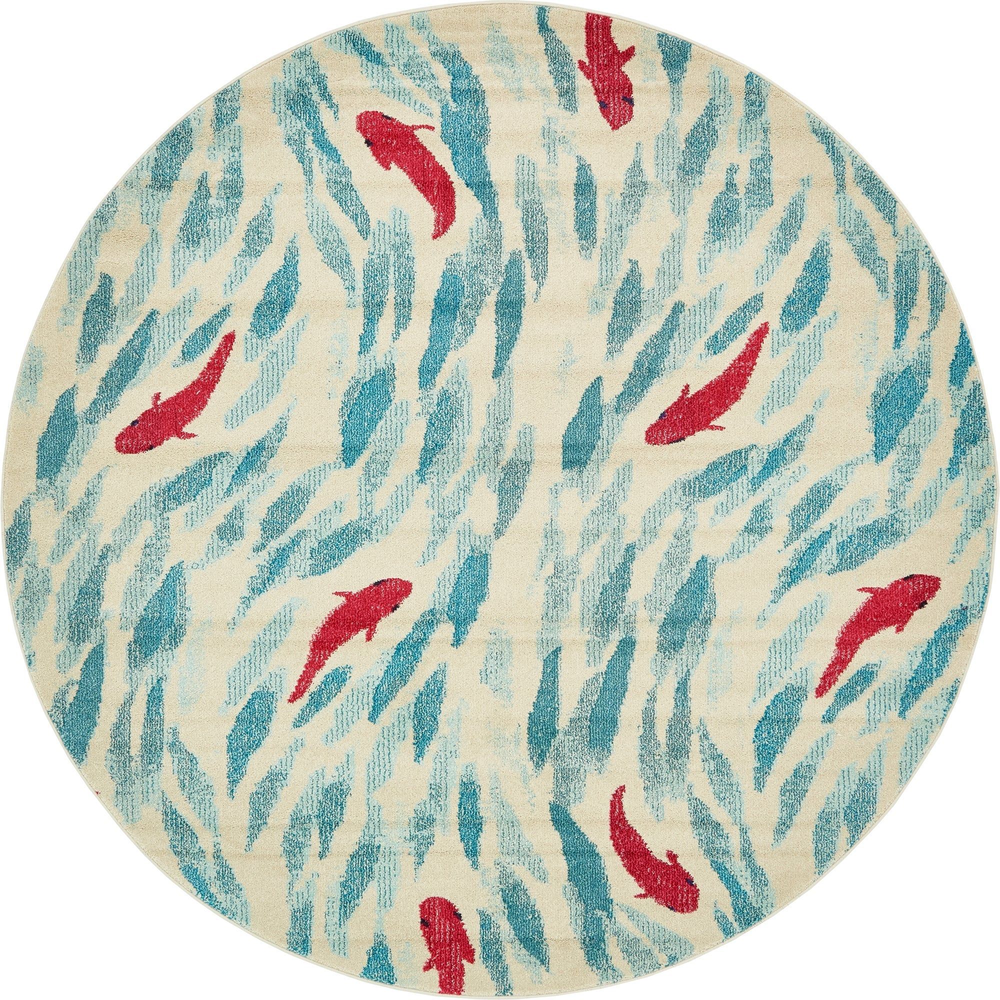 Unique Loom Round Animal Print Modern Area Rugs, OffWhite