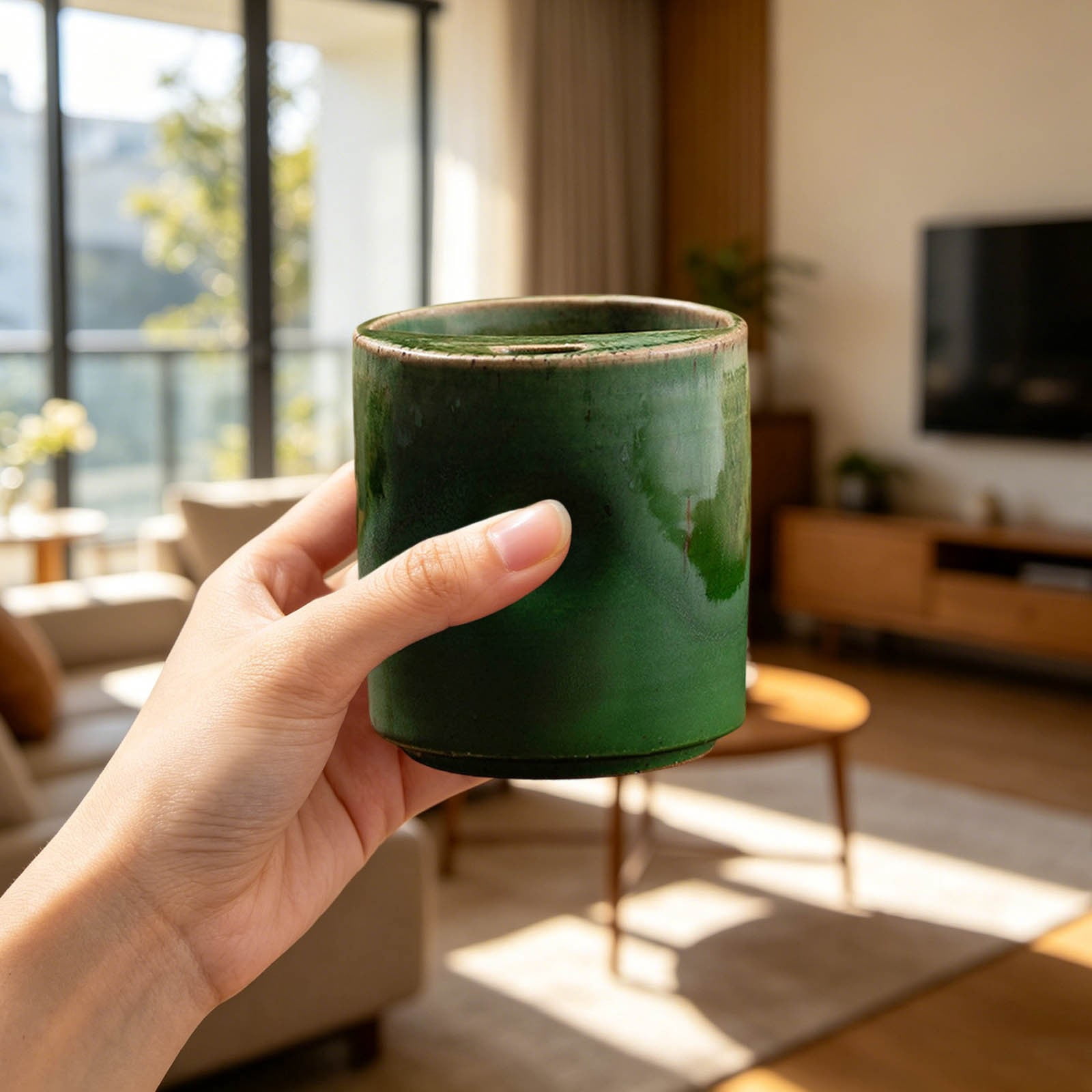 XINGXIANG-1pc Vintage Ceramic Coffee Mug with Matching Straw, Classic Retro Espresso Demitasse Cup, Insulated Porcelain Drinking Cup for Specialty Coffee Lovers Home Bar Use (Green)