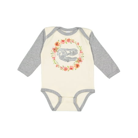 

Inktastic Tyrannosaurus Rex Skull with Colorful Flowers Gift Baby Boy or Baby Girl Long Sleeve Bodysuit