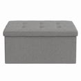thumbnail image 4 of Home Design Upholstered Folding Storage Bench – Grey Linen, Padded Seat with Hidden Storage, Collapsible Design, 4 of 9