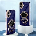 thumbnail image 5 of for iPhone 17 Case, Cute 3D Astronaut Stand with [2 Screen Protector] [Camera Protection] Kickstand Shockproof Bling Silicone Soft Phone Back Cover for Apple iPhone 17 Case, Royal Blue, 5 of 12