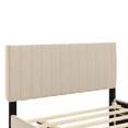thumbnail image 2 of Full Size Velvet Platform Bed with Twin Trundle - Beige, 2 of 8
