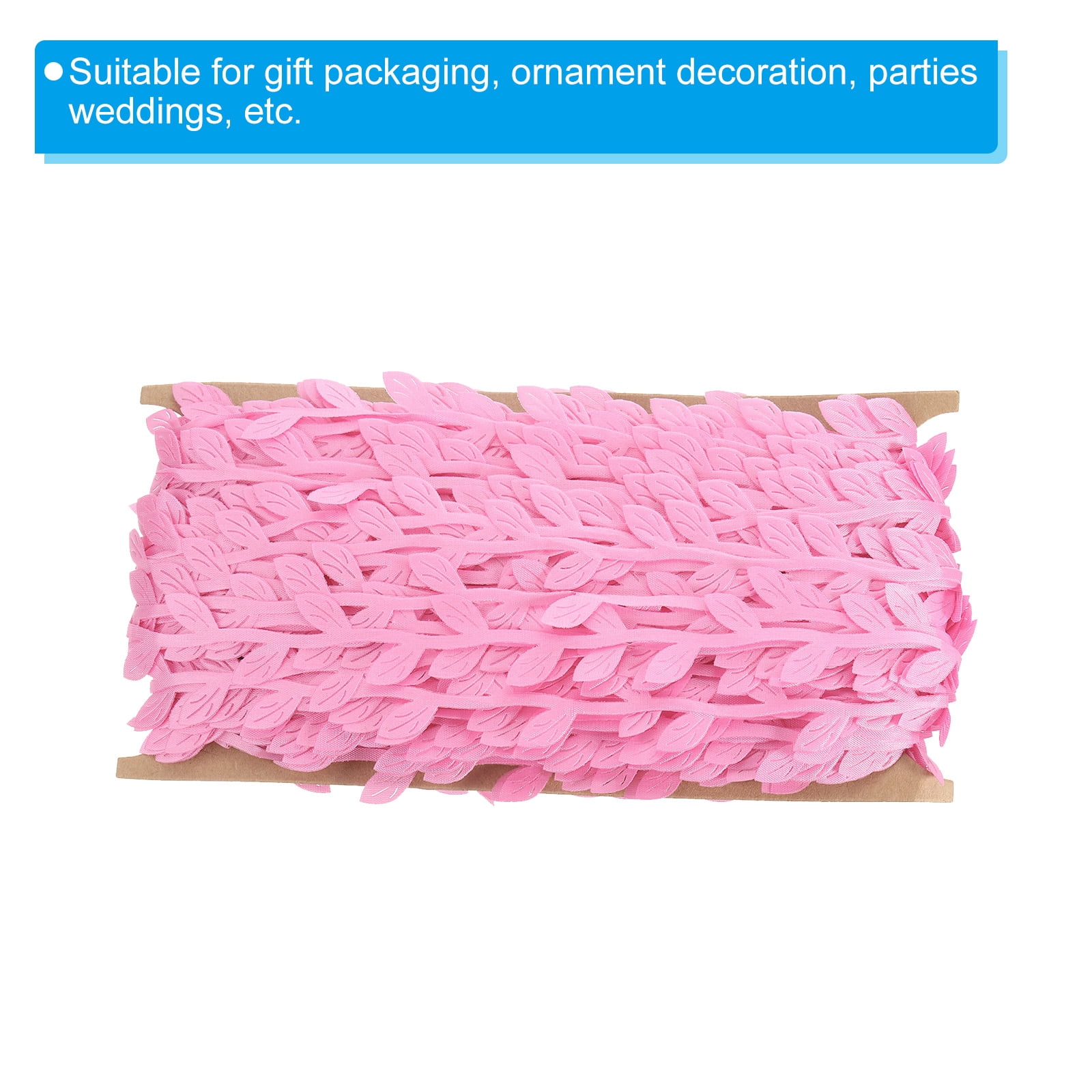 Unique Bargains Leaf Ribbon Artificial Leaf String for Wreath Making Gift Wrapping Pink