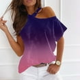 thumbnail image 2 of USSUMA Womens Blouses Tops Dressy Sexy Tie-Dye Gradient Tops for Women Casual Summer Off the shoulder Plus Size Tunic Women's Short Sleeve Ombre Cold Shoulder T-Shirts Trendy, 2 of 5
