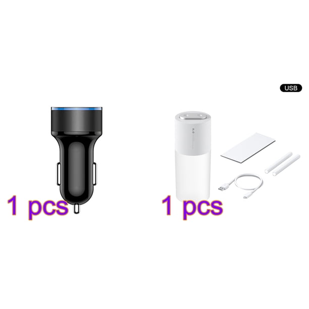 Cargador de coche 5V 3.1A Carga rápida Puerto USB dual Pantalla LED Voltímetro Adaptador de carga de teléfono, Humidificador negro Difusor de pulverizador dual 3W 400ml Humidificador de aire Eigraketly DZ4170-03*1+HA003086-01B*1