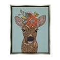 thumbnail image 3 of Stupell Industries Baby Deer Fawn Flower Crown Intricate Paisley Designs Graphic Art Luster Gray Floating Framed Canvas Print Wall Art, Design by Valentina Harper, 3 of 5