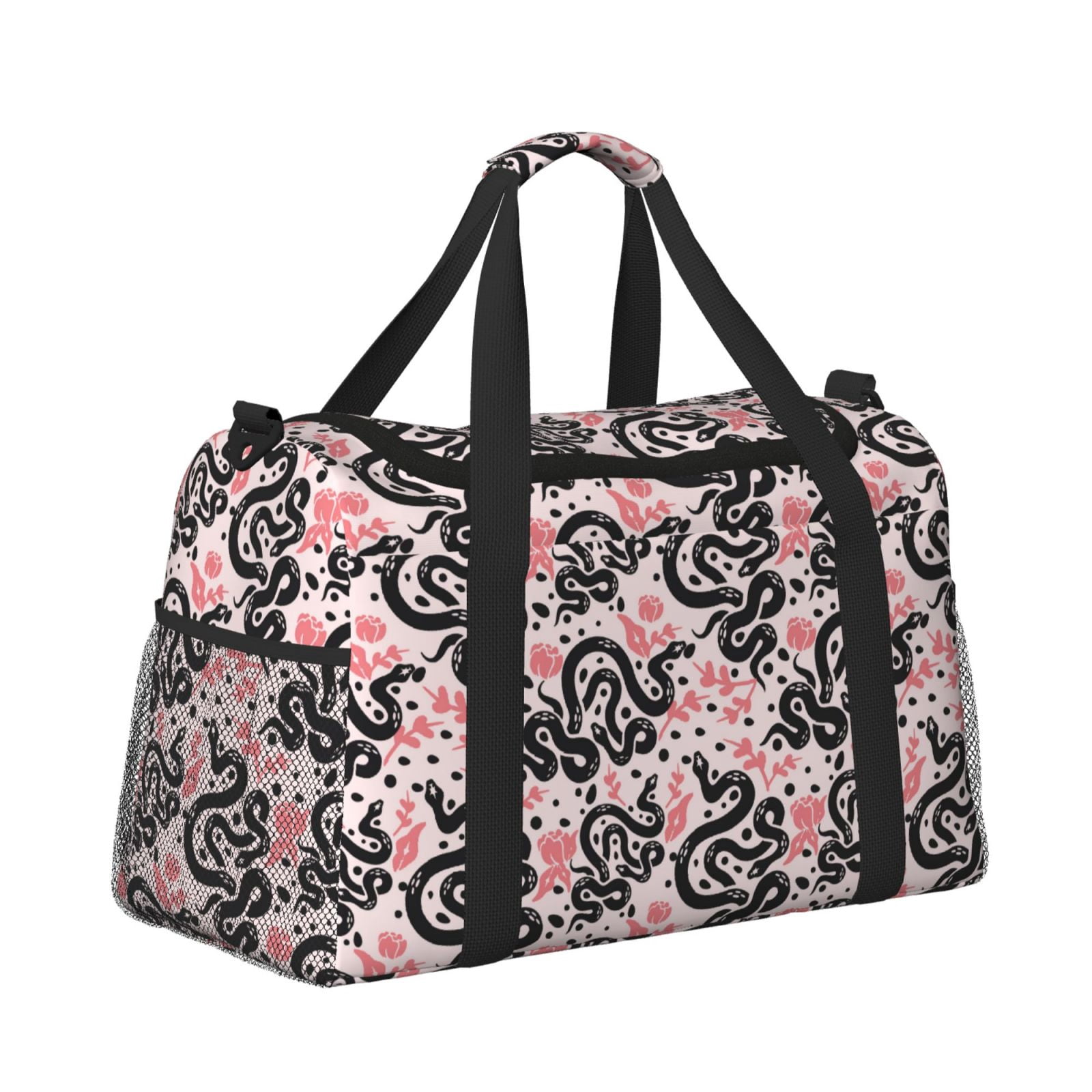 Fuzoiu Black Snake Print Travel Duffle Bag,Carry On Tote Bags,Duffel Bag,Sport Gym Bag, Hospital Bag for Labor and Delivery, Overnight Bag,Luggage Bag