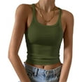 thumbnail image 1 of HSHDLDF Women's Sleeveless Tank Top Form Fitting Scoop Neck Ribbed Knit Basic Cami Shirts, 1 of 7